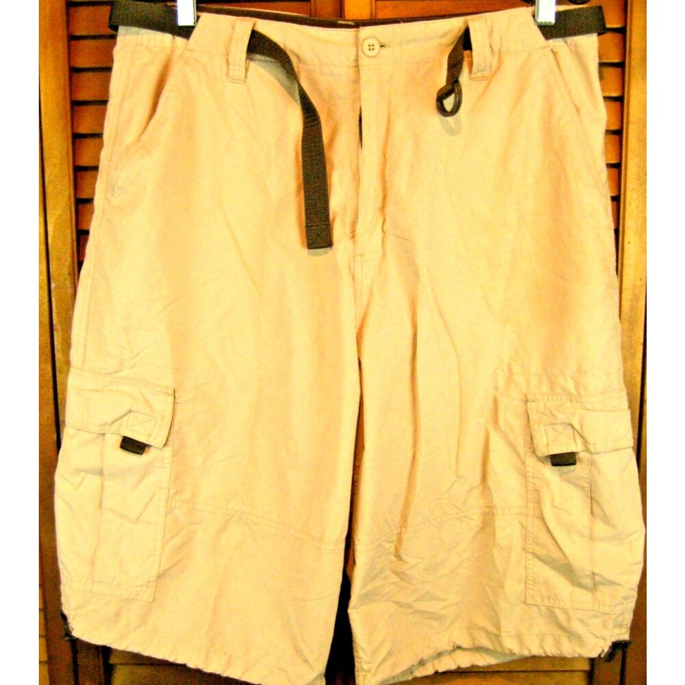 Mens Poore Simons Relaxed Fit Cargo Khaki Utility Flat Front Shorts sz34x12